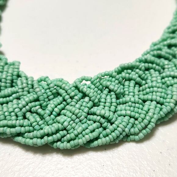 Necklace Seafoam Green Chunky Bead Necklace Lobster Claw Clasp Adjustable - Picture 2 of 8